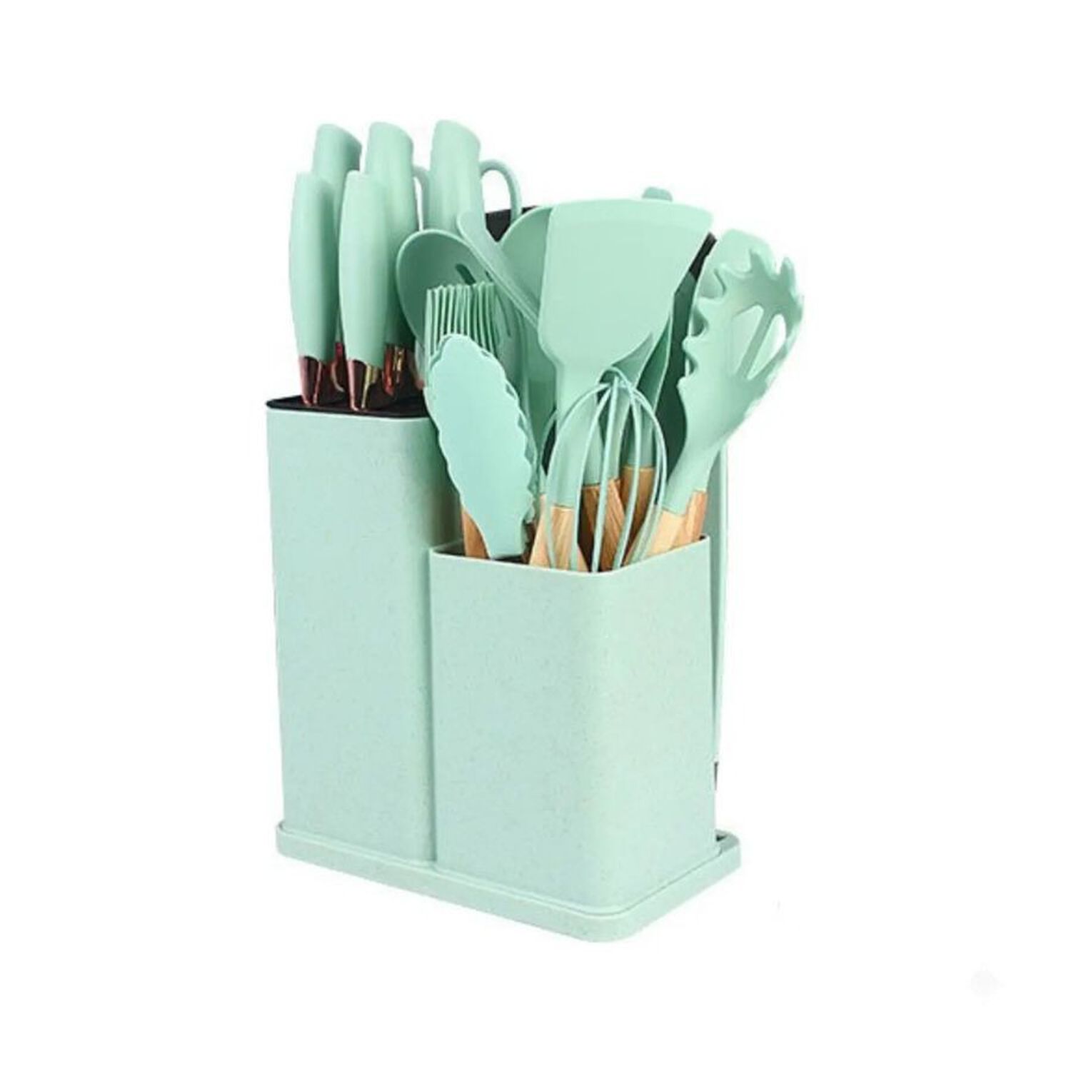 Set 19 Utensilios Juego De Cocina Silicona Antiadherentes Verde Claro image number 0.0
