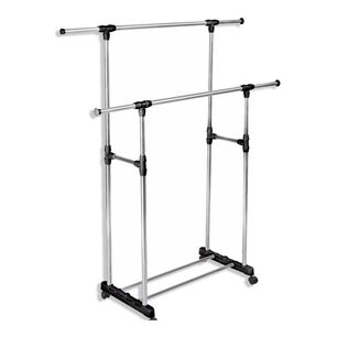 Perchero Met&aacute;lico Doble Barra Pack X2 Para Ropa