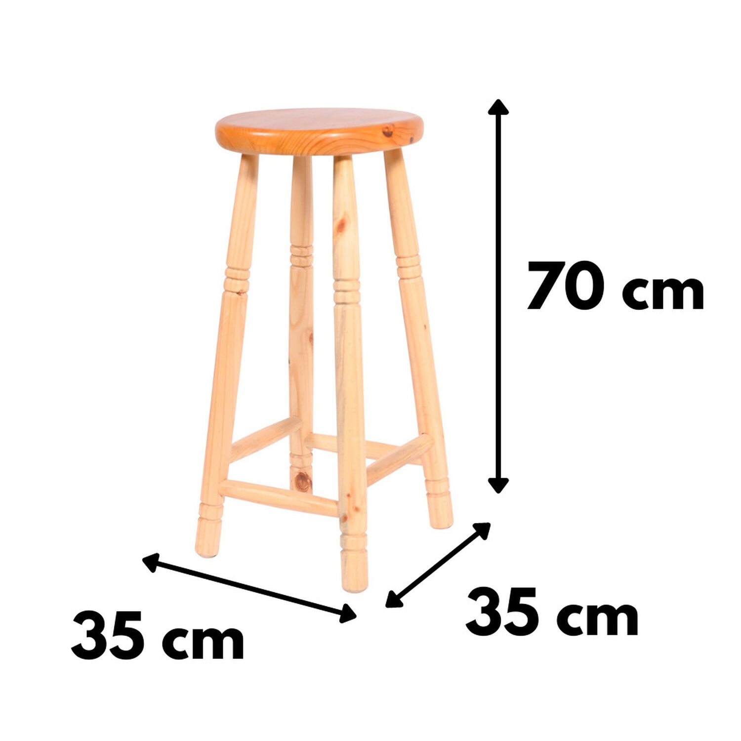 Piso Alto Redondo Madera Natural 35x35x70 Cm M&aacute;xima Design image number 2.0