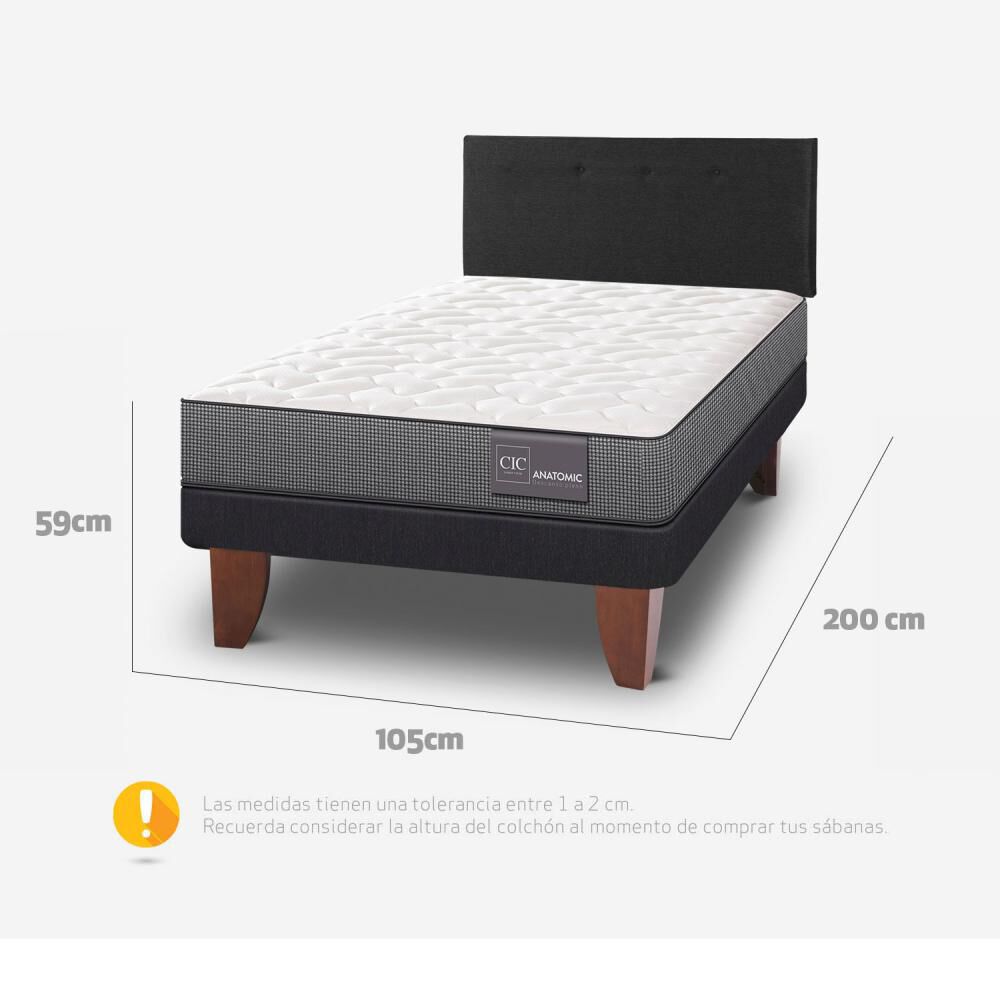Cama Europea Cic Anatomic / 1.5 Plazas / Base Normal + Respaldo image number 4.0
