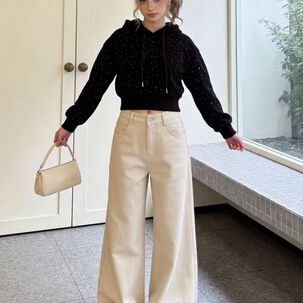 Poler&oacute;n Crop Juvenil Con Capucha Dise&ntilde;os Brillantes