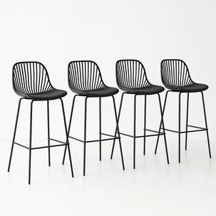 Pack De 4 Taburetes Piso Bar Tropea Alto - Negro