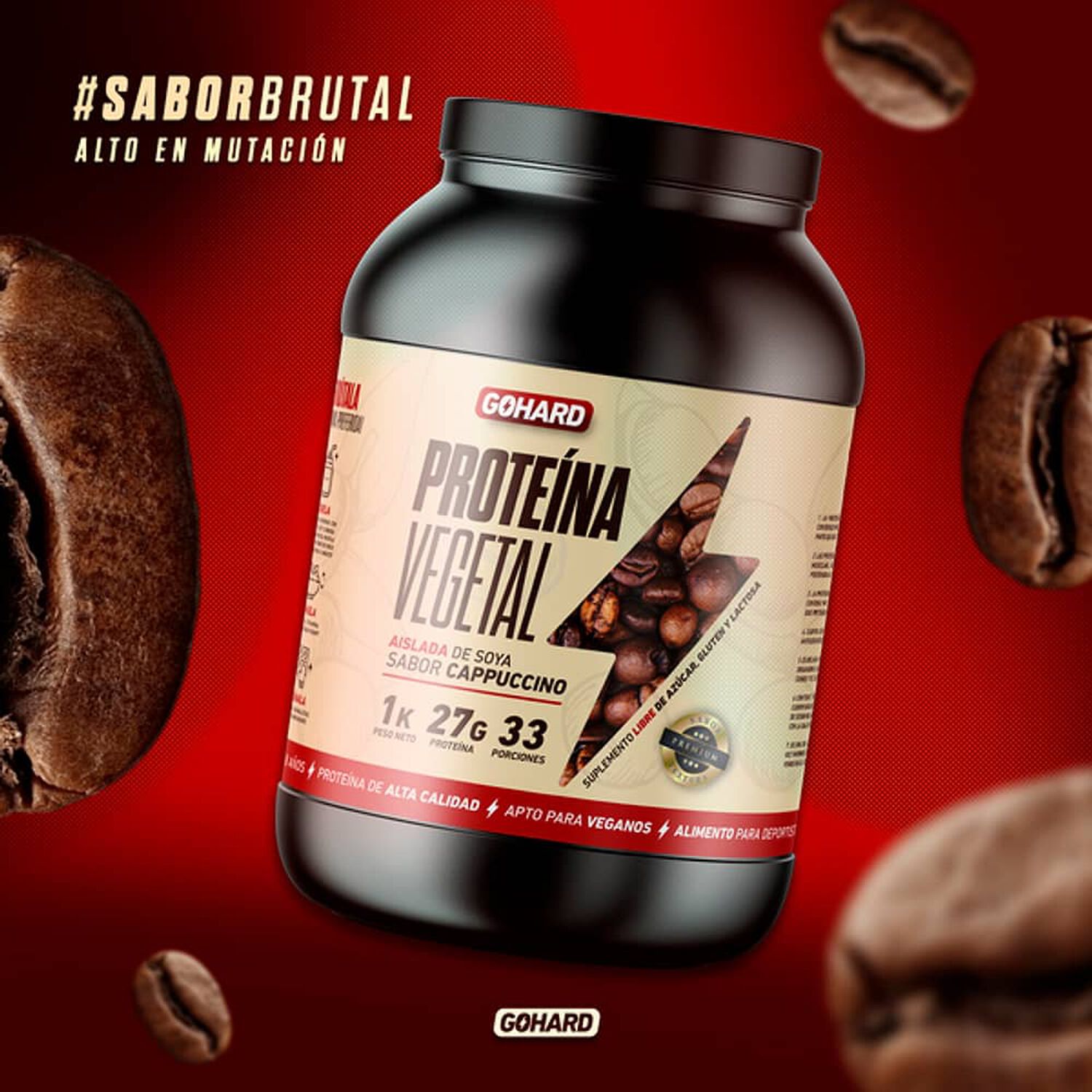 Prote&iacute;na Vegetal Soya Gohard 1kg Sabor Cappuccino image number 1.0