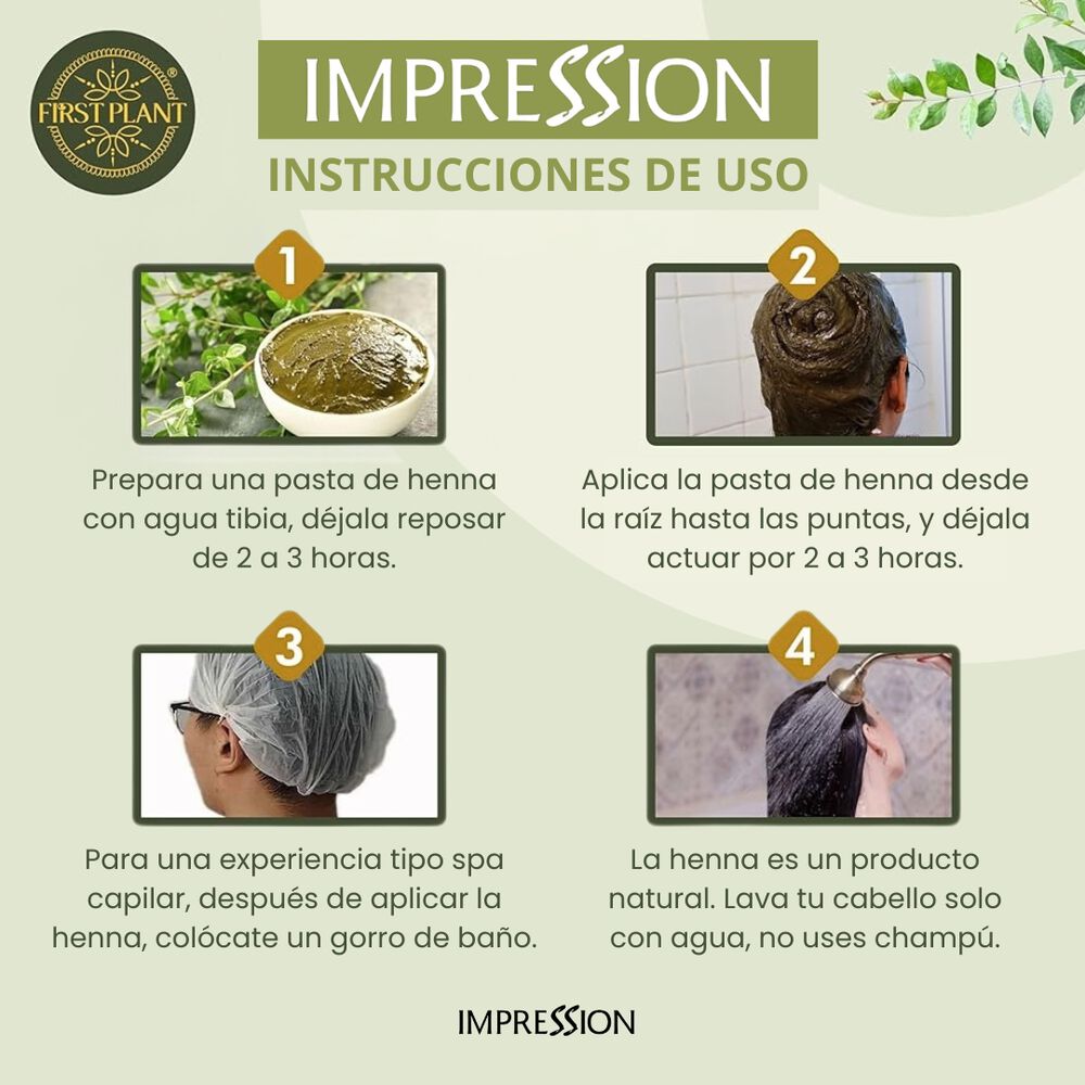 Impression Henna 100% Color Natural Castaño 3 Sachets De 50gr image number 1.0