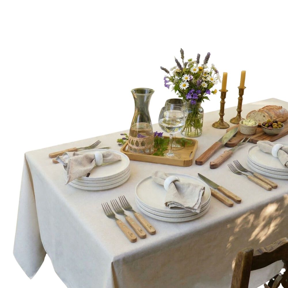 Mantel De Algod&oacute;n Max Liso Hueso 157x227 Cm image number 0.0