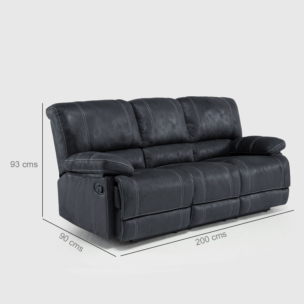 Sof&aacute; 3 Cuerpos Reclinable Cuero Viejo Gris Cl&aacute;sico Castle 98023sr4gr image number 5.0