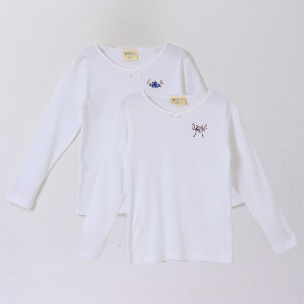 Bipack Camiseta Escolar Ni&ntilde;a Manga Larga Blanco Lilo Stitch image number 0.0