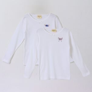 Bipack Camiseta Escolar Ni&ntilde;a Manga Larga Blanco Lilo Stitch