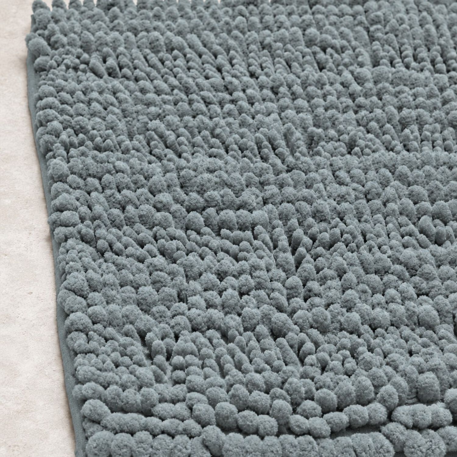 Alfombra De Ba&ntilde;o Gris Verdosa De Chenille 45 70 Cm Absorbente Y Antideslizante image number 3.0