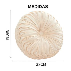 Cojin Redondo De Terciopelo Decorativo Elegante 37cm Azul Crt-1