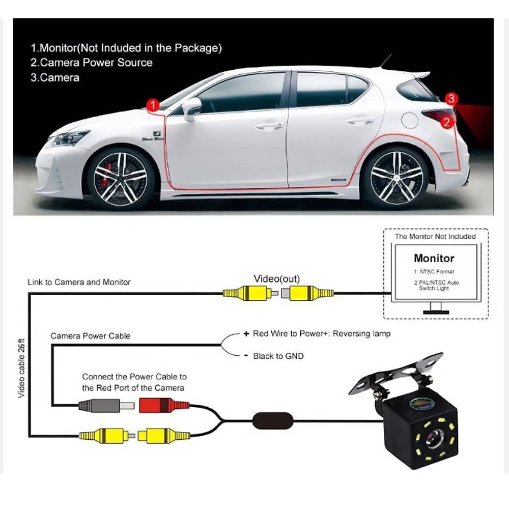 Camara Retroceso Trasera Para Auto 12 Led Nocturna Coche Full Hd Se Conecta A Radio Android image number 7.0
