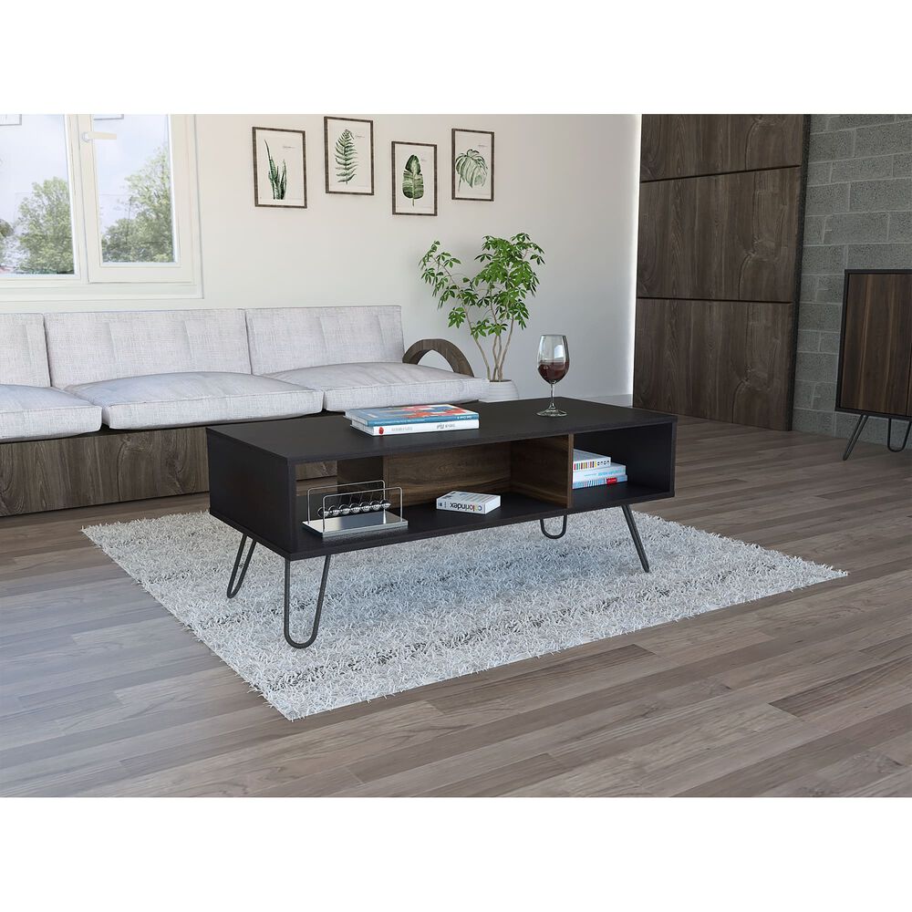 Mesa De Centro 40x101,1x45 Cm Negro Y Café Oscuro image number 4.0