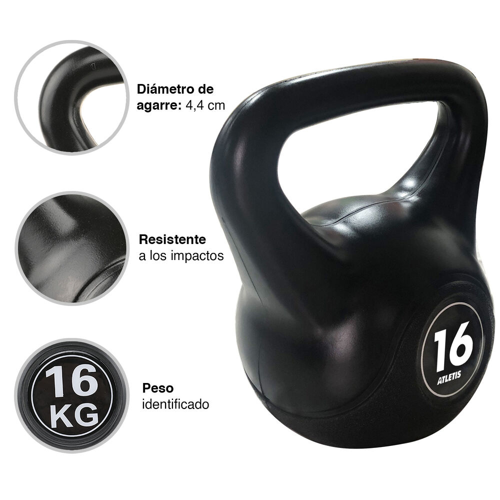 Kettlebell Mancuerna Pesa Rusa Cemento 16 Kg Negro image number 3.0