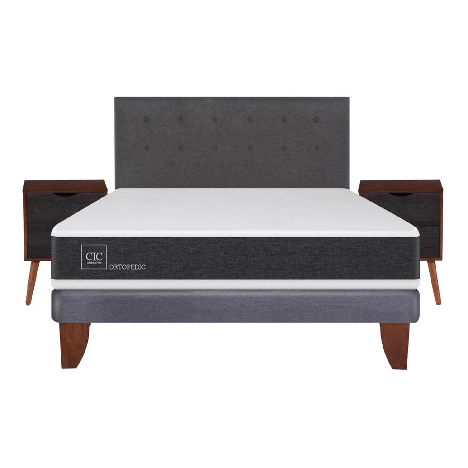 Cama Europea Cic New Ortopedic / 2 Plazas / Base Normal  + Set De Maderas image number 0.0