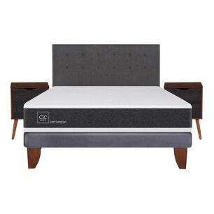 Cama Europea Cic New Ortopedic / 2 Plazas / Base Normal  + Set De Maderas