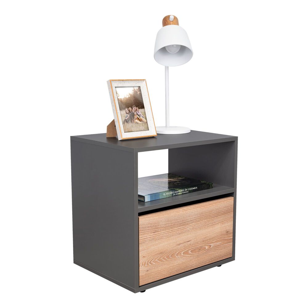 Velador 1 Cajon Melamina 52x50x40 Cm Café image number 0.0