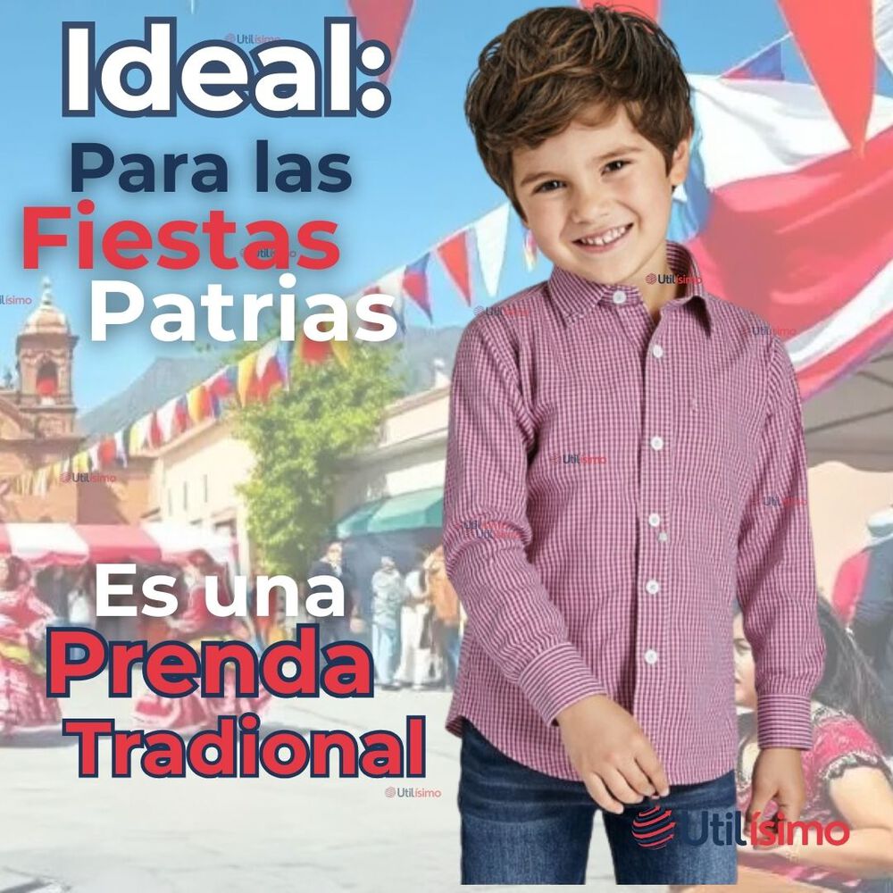 Camisa Huaso Cuadrillé Algodón Niño Juvenil Color Rojo image number 4.0