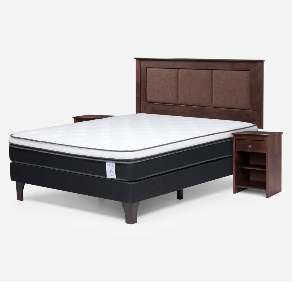 Cama Europea Rosen New Style 6 / 2 Plazas / Base Normal + Set De Maderas image number 1.0