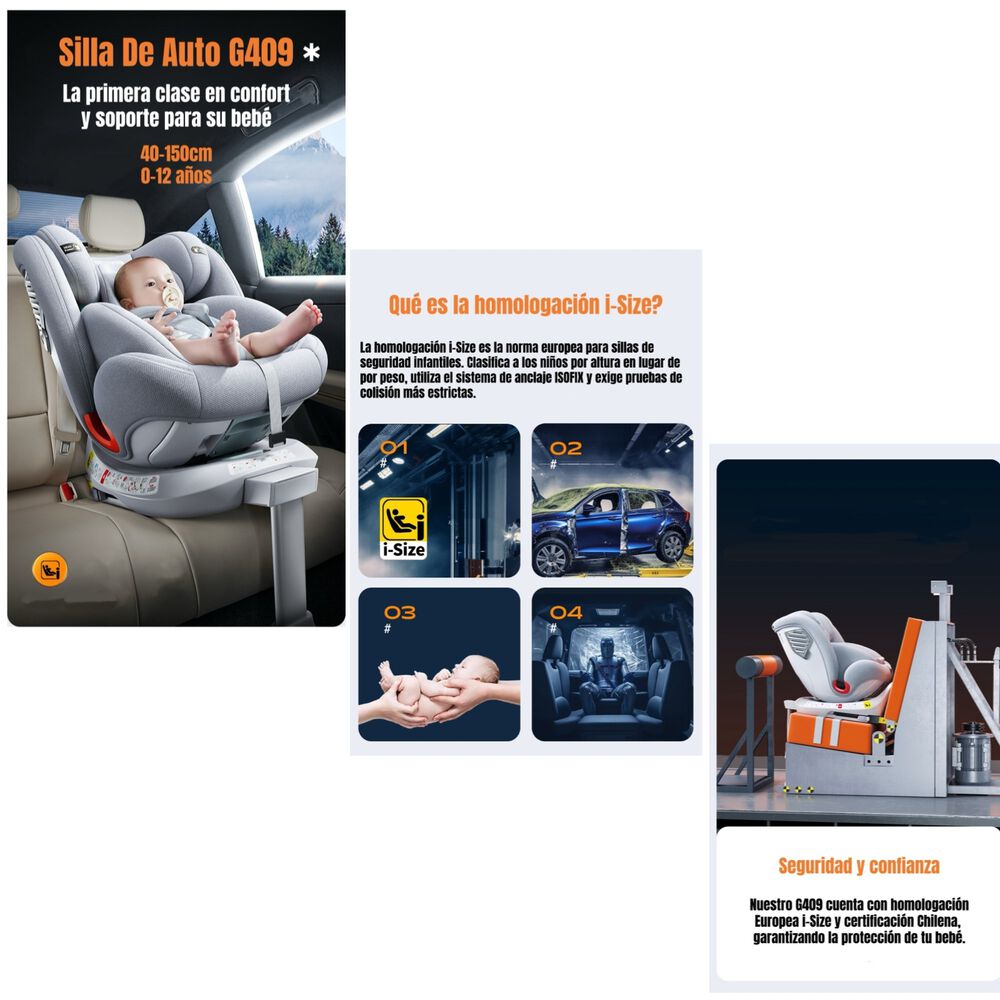 Silla De Auto Convertible 360&deg; Isofix Y Pata Apoyo Lubabycas image number 1.0