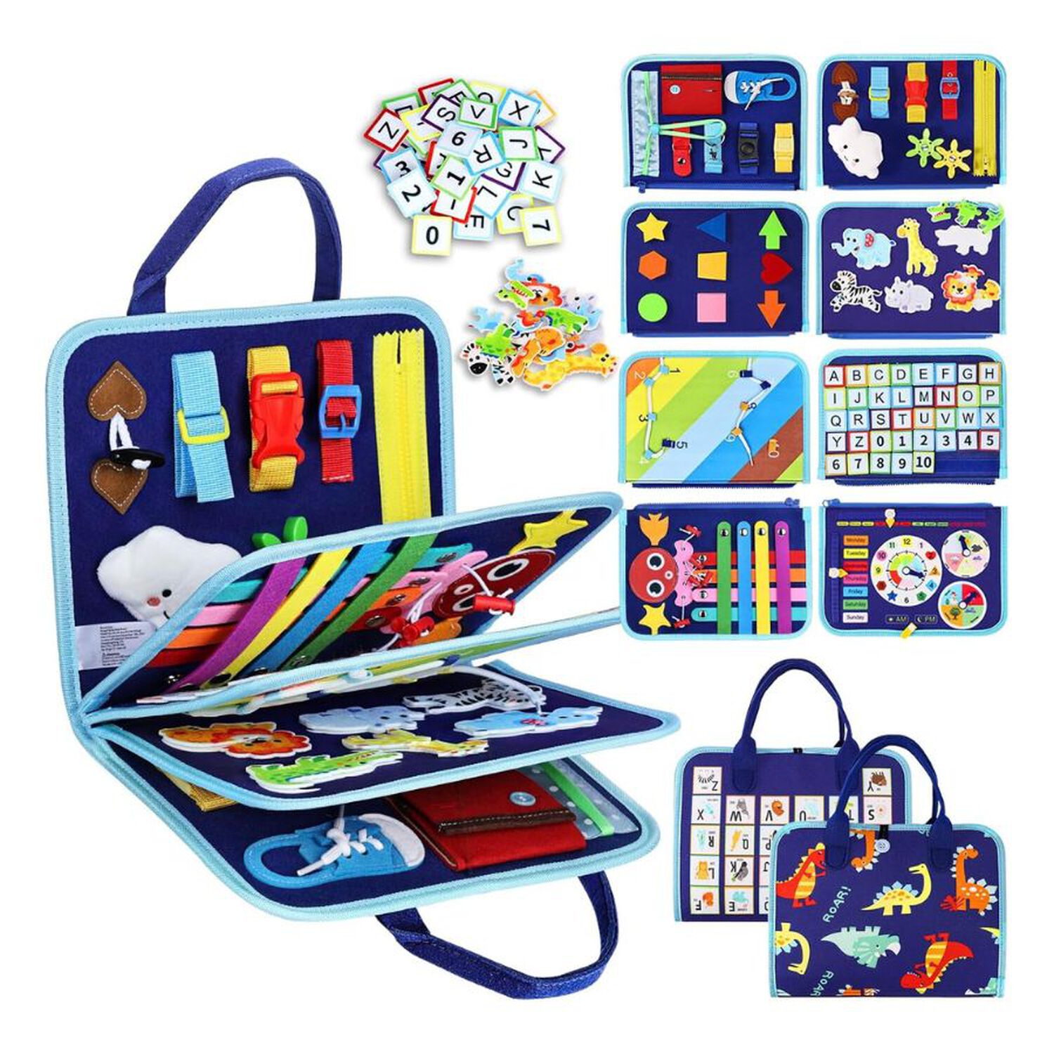 Malet&iacute;n Educativo Montessori Juguete Did&aacute;ctico Beb&eacute;s Azul image number 2.0