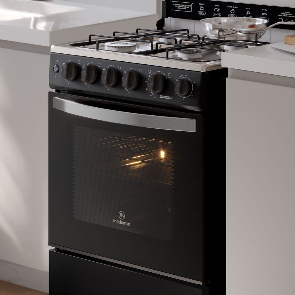 Cocina A Gas 4 Platos Horno Vapor Y Temporizador Fm4tpc Negra image number 11.0