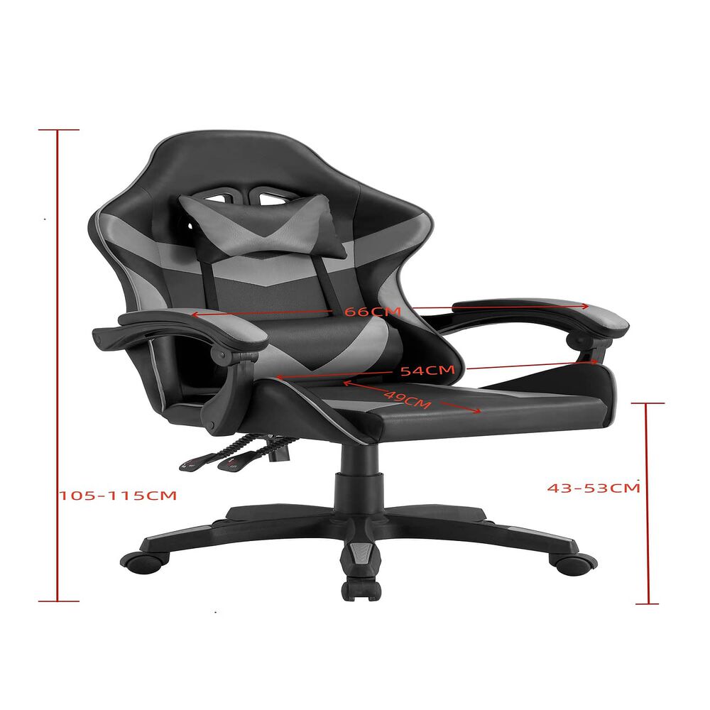 Silla Gamer Pro Tokio Ergonomica Reclinable Color Gris Bmg-17g Arthome image number 5.0