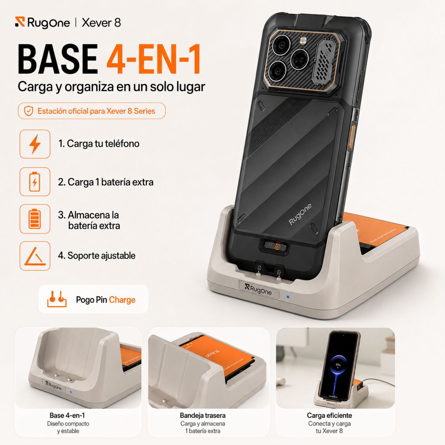 Celular Rugged Rugone Xever 8 4g 2 Bater&iacute;as 256gb 16gb Ram image number 2.0