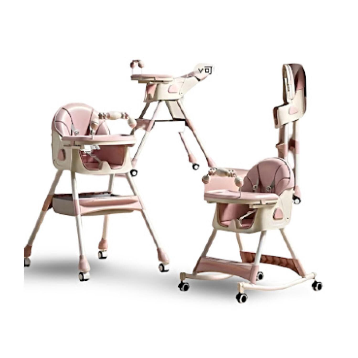 Silla De Comer 2 En 1 Ajustable Pegables Portatil Rosado Infantil image number 0.0