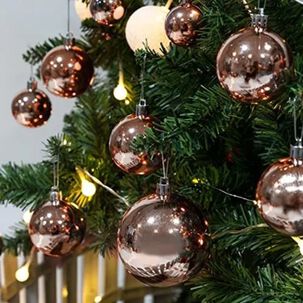 6 Esferas Navideñas Bambalinas Adorno 6cm Rosa Decoracion