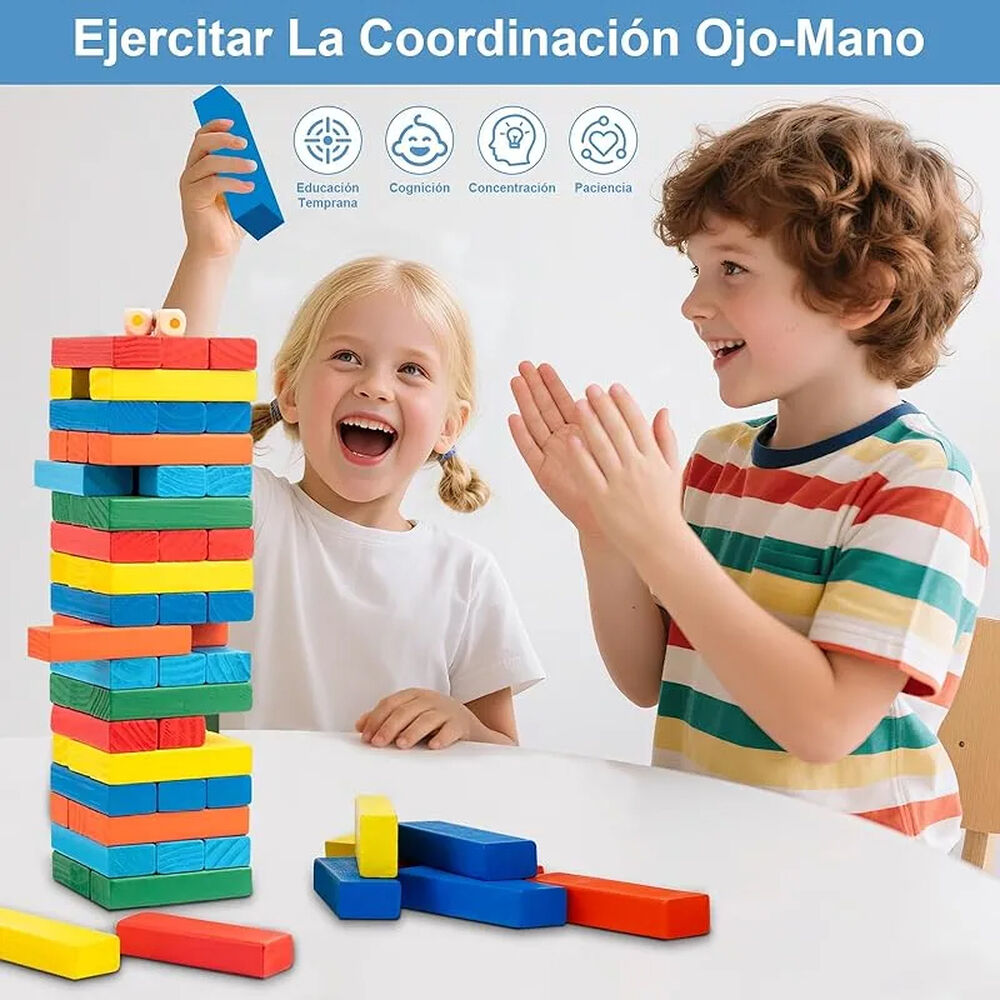 Juego Yenga Colores Bloques Educativo Para Ni&ntilde;os 54 Piezas image number 3.0