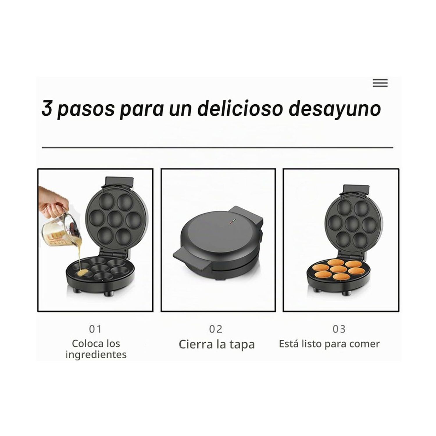M&aacute;quina Para Hacer Cupcakes Y Mini Donas El&eacute;ctrica 7 Porciones Antiadherente image number 2.0
