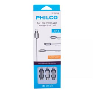 Cable Usb 3 En 1 Carga Rapida Trenzado Plateado