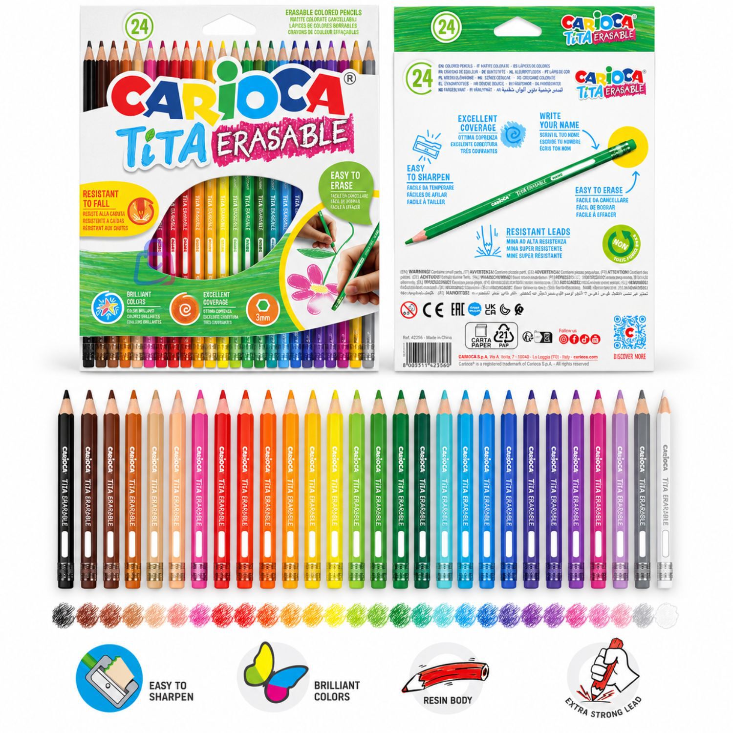 L&aacute;pices Borrables Carioca Tita 24 Colores Escolares - Ps image number 2.0