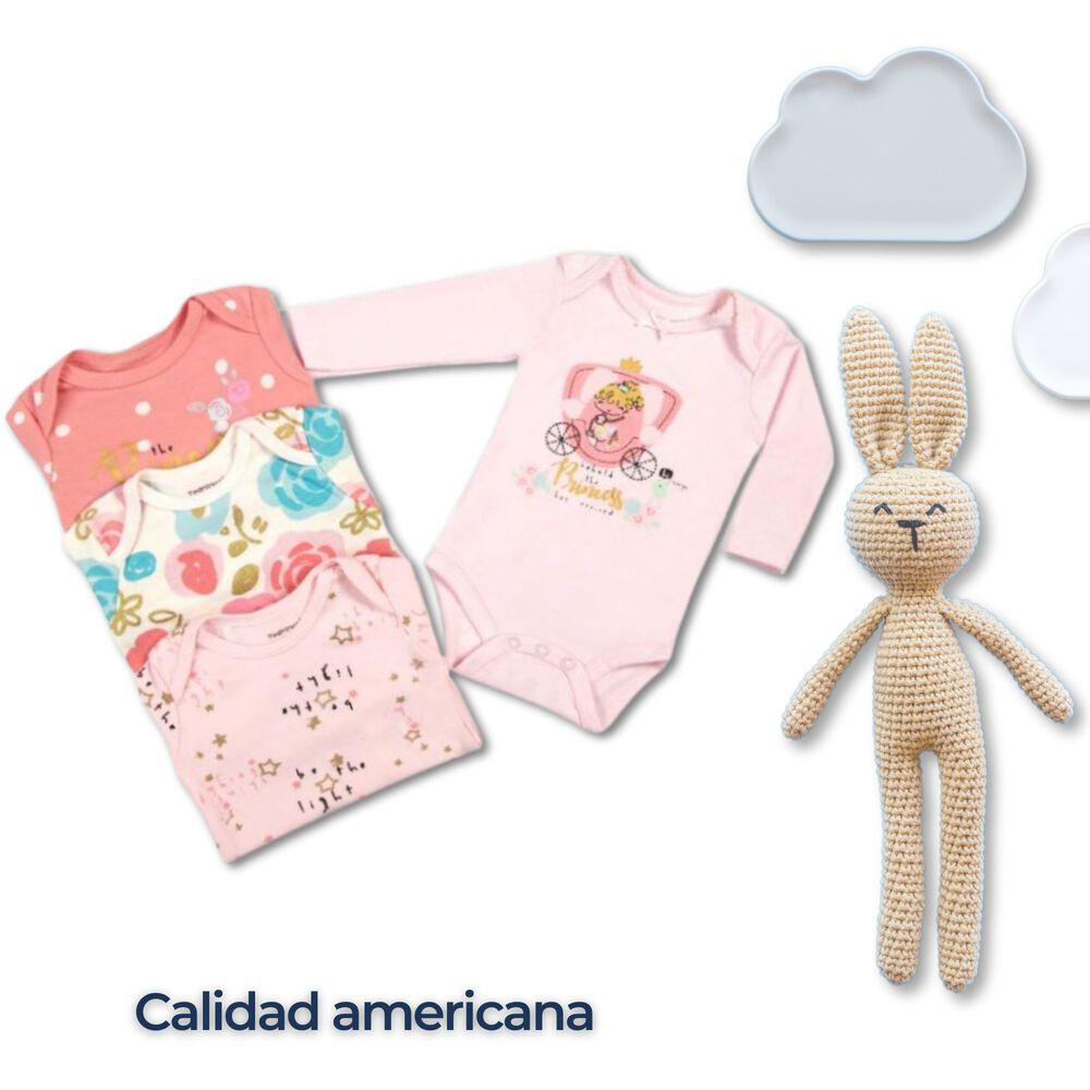 Pack 4 Bodys Niña Manga Larga Tedmimak 100% Algodón Pink Roses image number 5.0