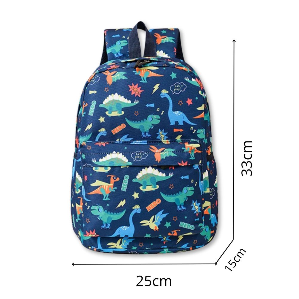 Mochila Infantil Escolar 33cm Niños Niñas Estampadas Azul Dinosaurio image number 1.0