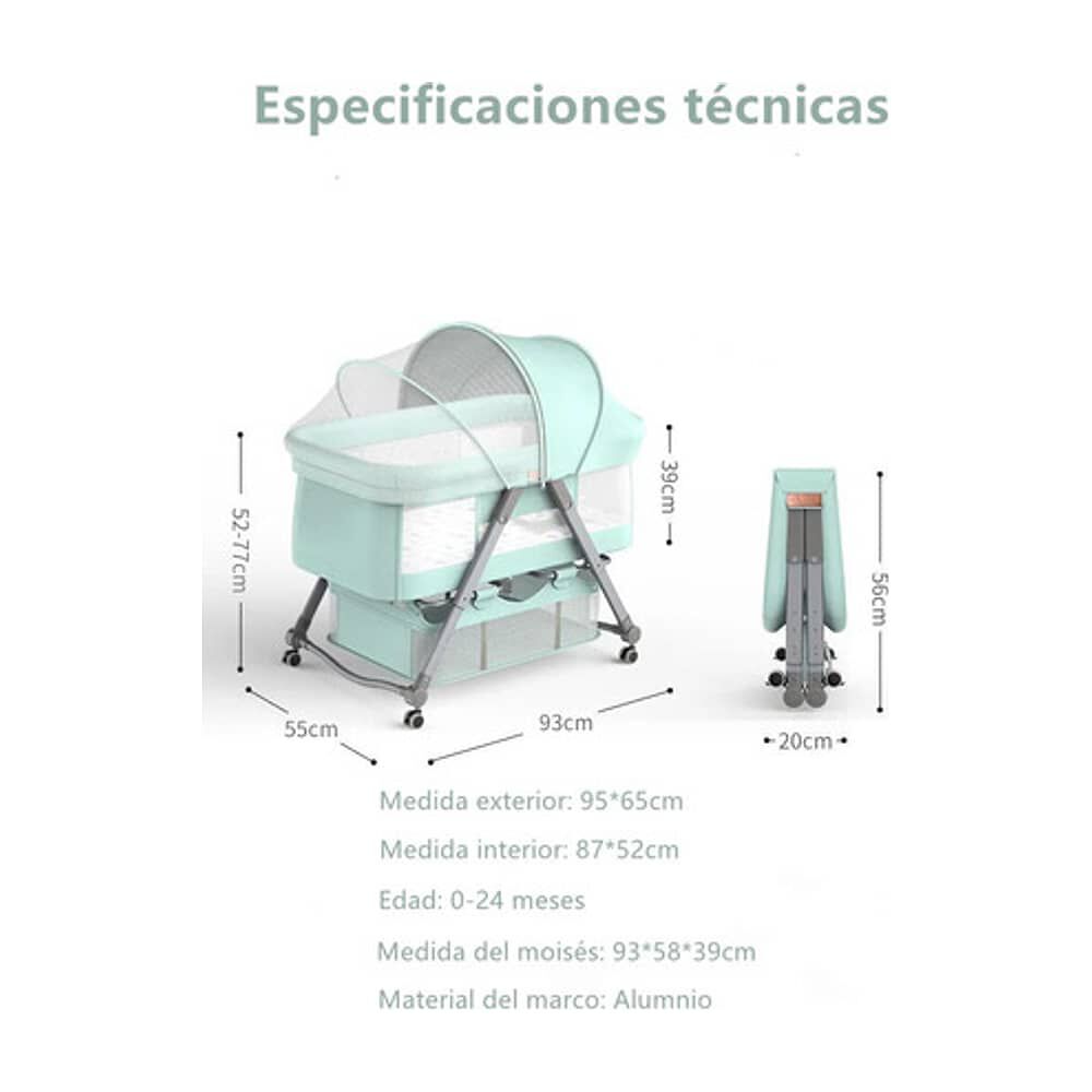 Cuna Beb&eacute; Con Accesorios Verde By Lubabycas image number 7.0