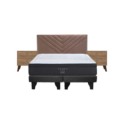 Cama Europea Rosen Tempo / King / Base Dividida + Set de Maderas Belize