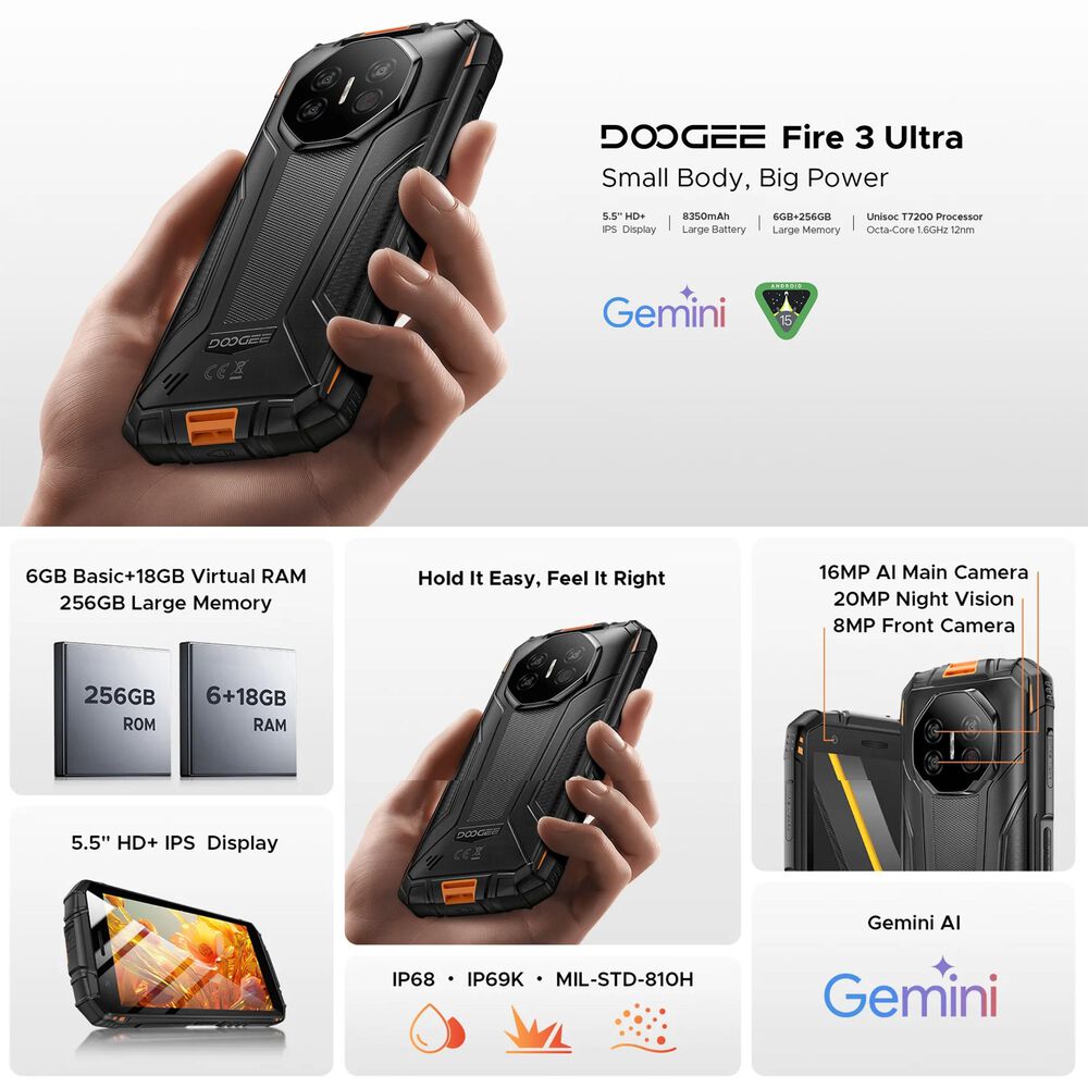 Doogee Fire 3 Ultra: Resistente 5,5 Pulgadas Cámara Nocturna image number 1.0