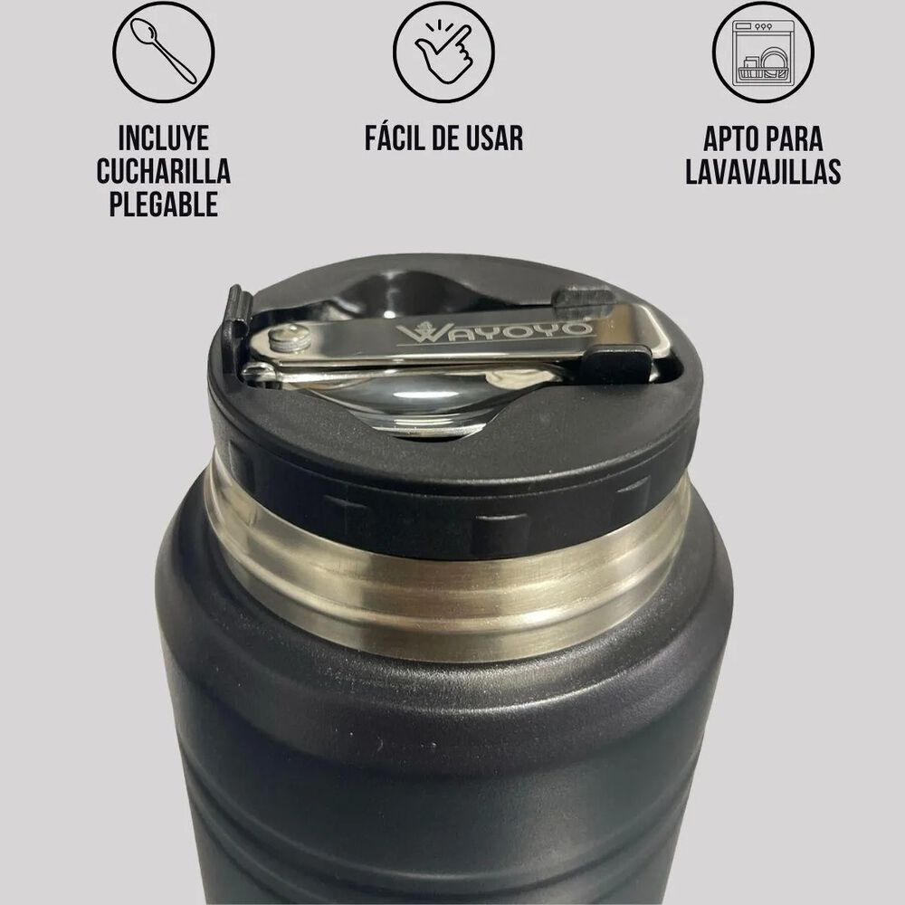 Termo Comida Wayoyo 510 Ml Acero Inoxidable Negro image number 5.0