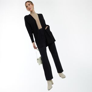 Tapado Liso Con Bolsillos Cuello Solapa Mujer Lesage