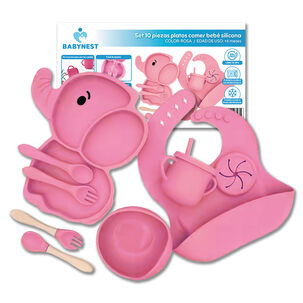 Set Alimentacion Silicona Bebe 10p Antideslizante Babynest