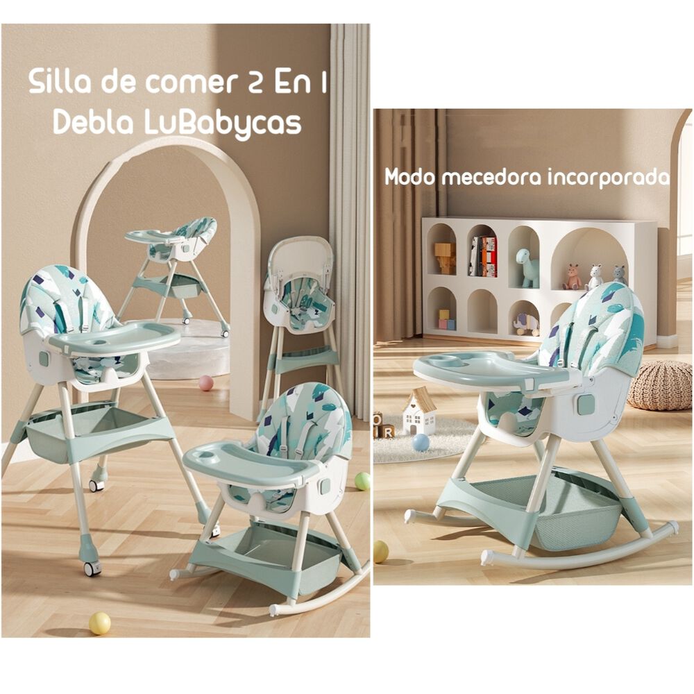 Silla De Comer Mecedora 2 En 1 Con Ruedas Rosada Lubabycas image number 3.0