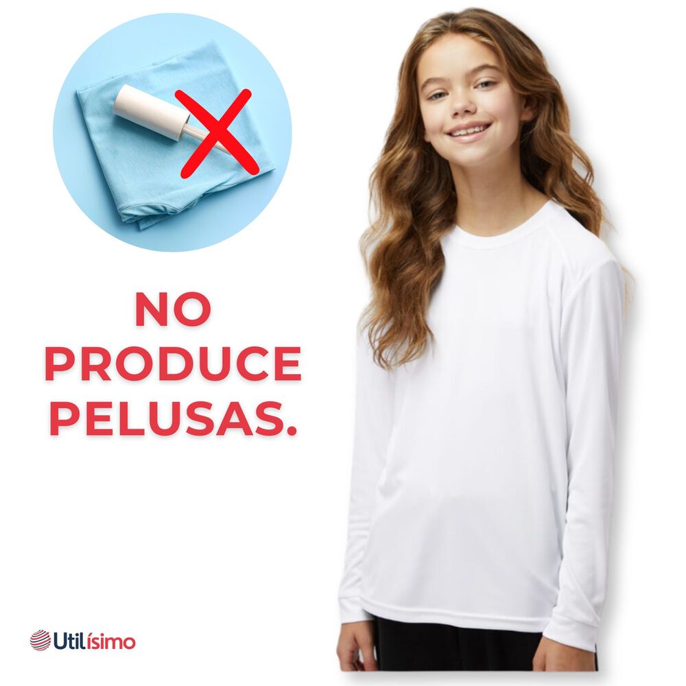 Camiseta Polera Polar De Niña Color Blanco Primera Capa image number 5.0