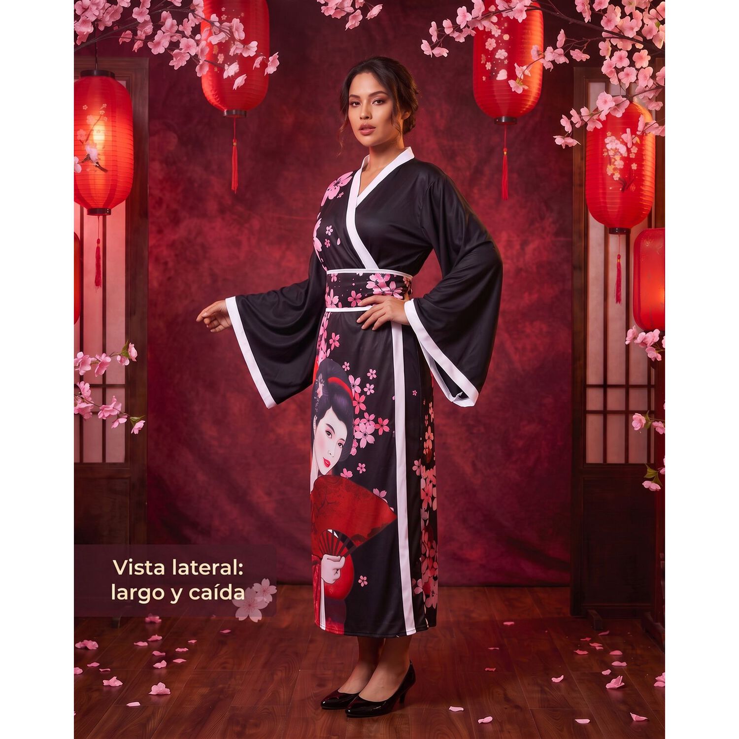 Kimono Elegante Tradicional Japon&eacute;s Mujer Obi Incluido image number 1.0