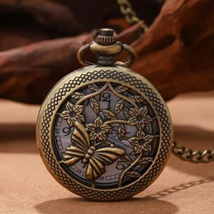 Reloj De Bolsillo Con Dise&ntilde;o De Mariposa