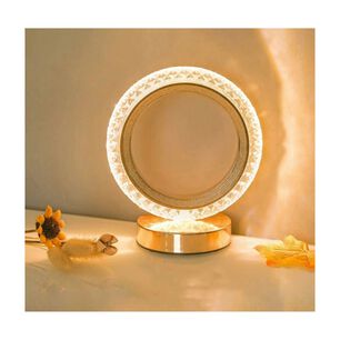 Lampara De Mesa Moderna Inal&aacute;mbrica Usb Circulo Dorado