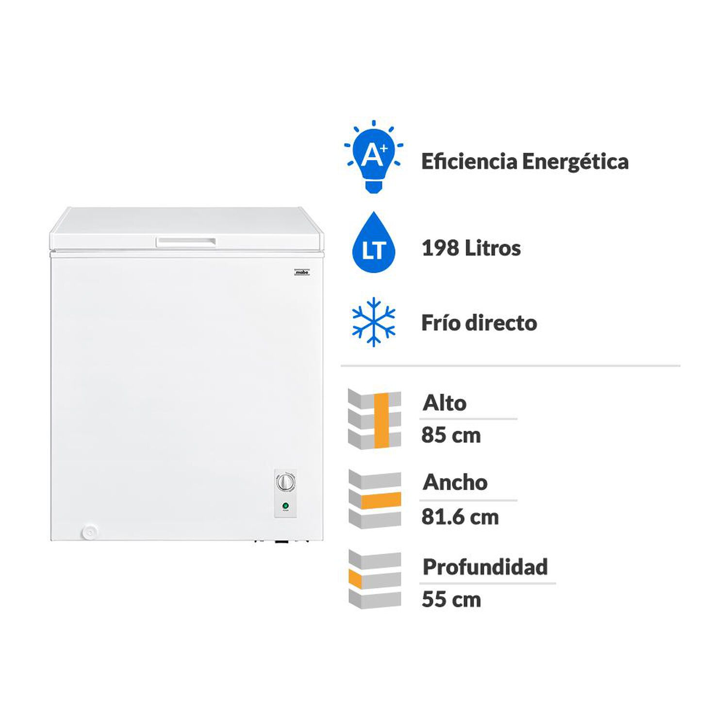 Freezer Horizontal Mabe FDHM200BY2 / Fr&iacute;o Directo / 198 Litros / A+ image number 1.0