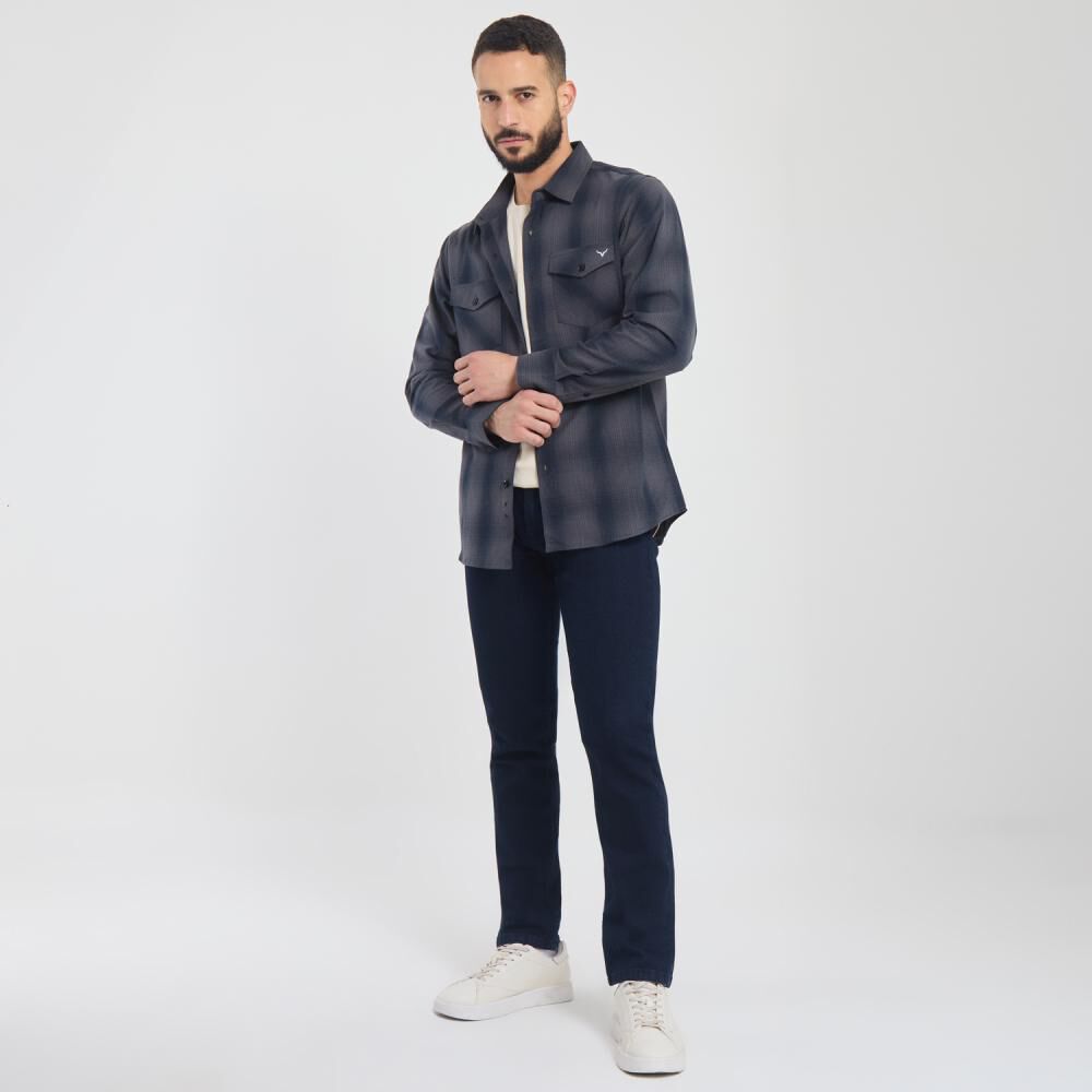 Camisa Estampada Slim Manga Larga Hombre Az Black image number 1.0