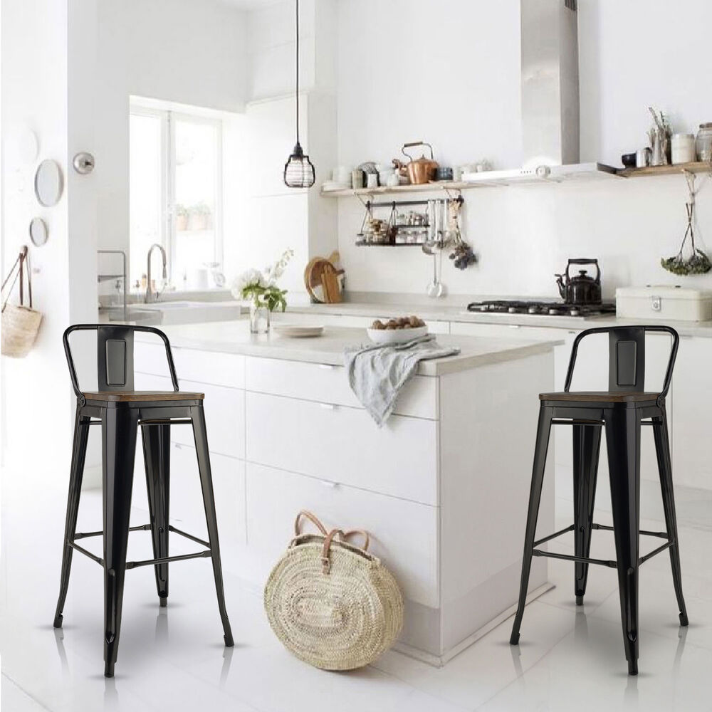 Pack 4 Pisos De Bar Tolix Asiento De Madera Negro Novahus image number 1.0