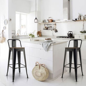 Pack 4 Pisos De Bar Tolix Asiento De Madera Negro Novahus